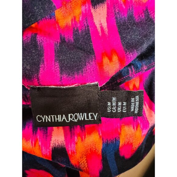 2/$30 Cynthia Rowley M Vibrant Ikat Pattern Maxi Skirt Magenta, Navy, Black - Picture 3 of 12